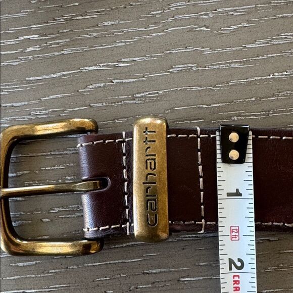 Carhartt Dark Brown Genuine Leather Belt with Buckle Casual Men’s Size 52 GUC - Picture 6 of 12